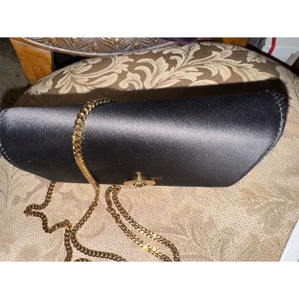 Versace Women's Black Silk Clutch Crossbody Bag with Medusa Emblem - Picture 7 of 14
